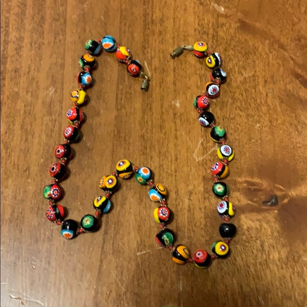 Vtg Murano Venetian Millefiori Glass Necklace